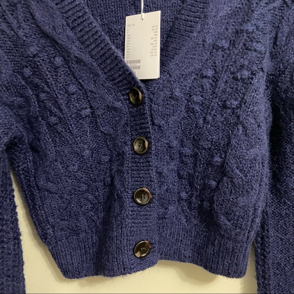 🆕 & Other Stories Sz XS - Blue Cable Knit Wool Cardigan - Picture 6 of 7